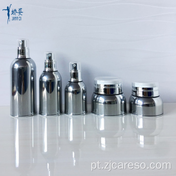 Frasco Airless 30ml 50ml Prata brilhante acrílico